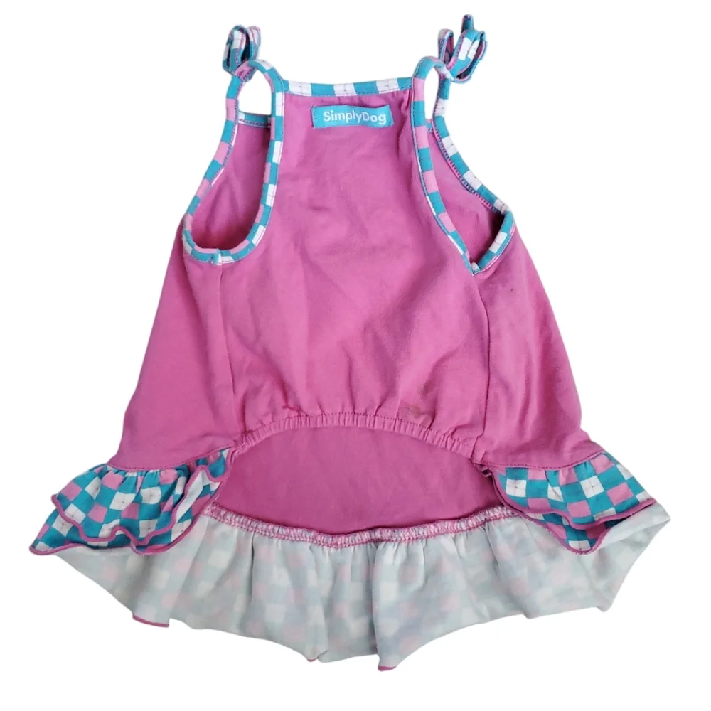 Trophy Dog Dress Pink and‎ Blue by SimplyDog Size Small